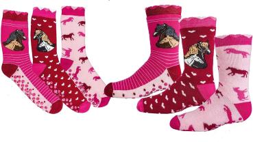 6 Paar TippTexx 24 Kinder ABS Stoppersocken Romantik Pferd